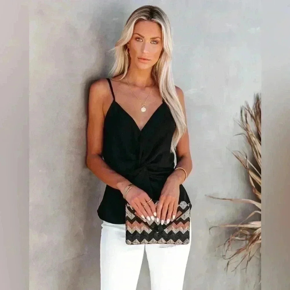 Vici Black Wrap Camisole Sleeveless Top